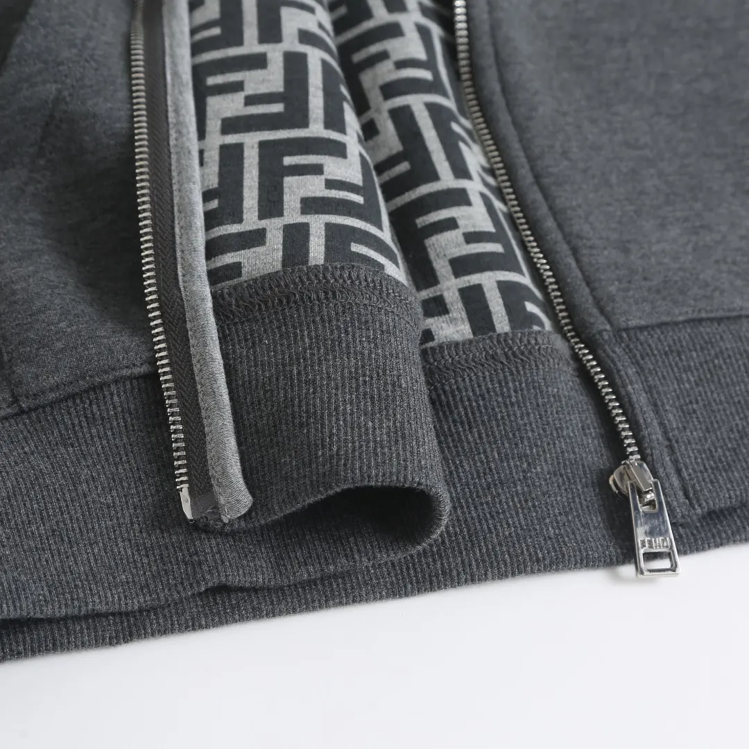 Logo-Embroidered Zip-Up Hoodie with Monogram Lining D36523203 — view 12