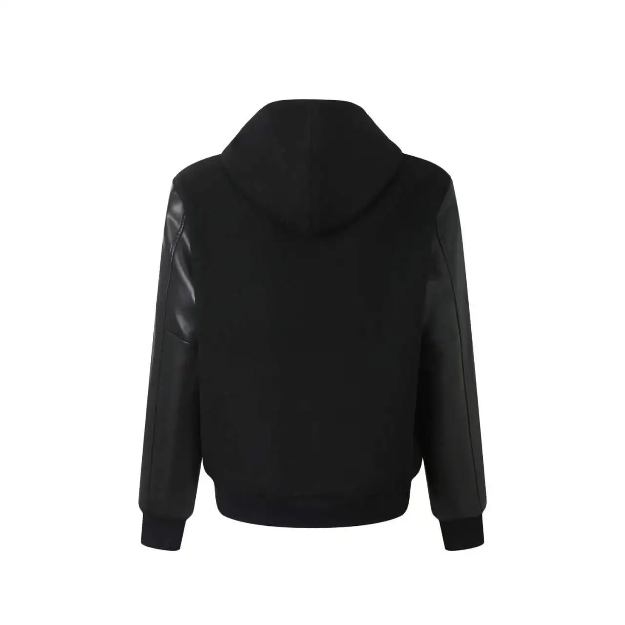 Leather-Sleeve Wool-Blend Hooded Varsity Jacket D37021214 — view 3