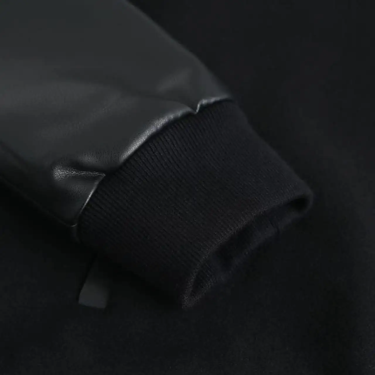 Leather-Sleeve Wool-Blend Hooded Varsity Jacket D37021214 — view 8