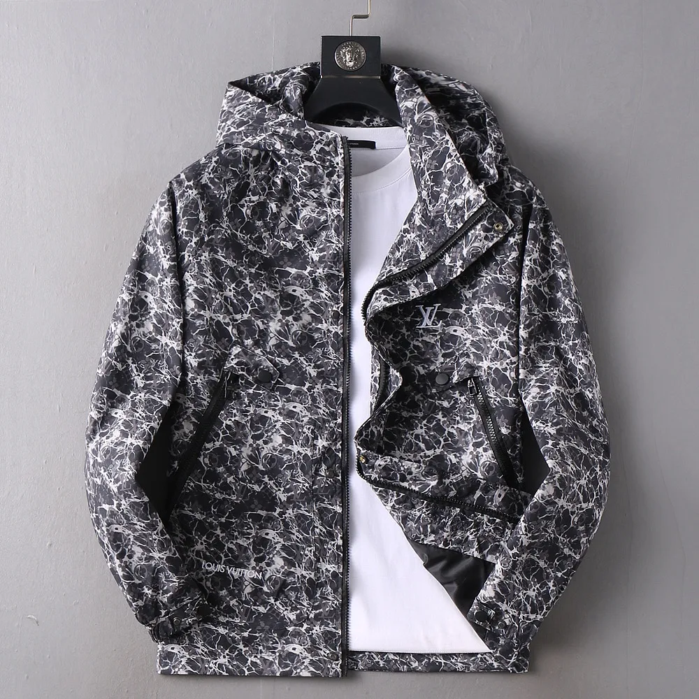 Monogram Pattern Hooded Windbreaker Jacket D37024653