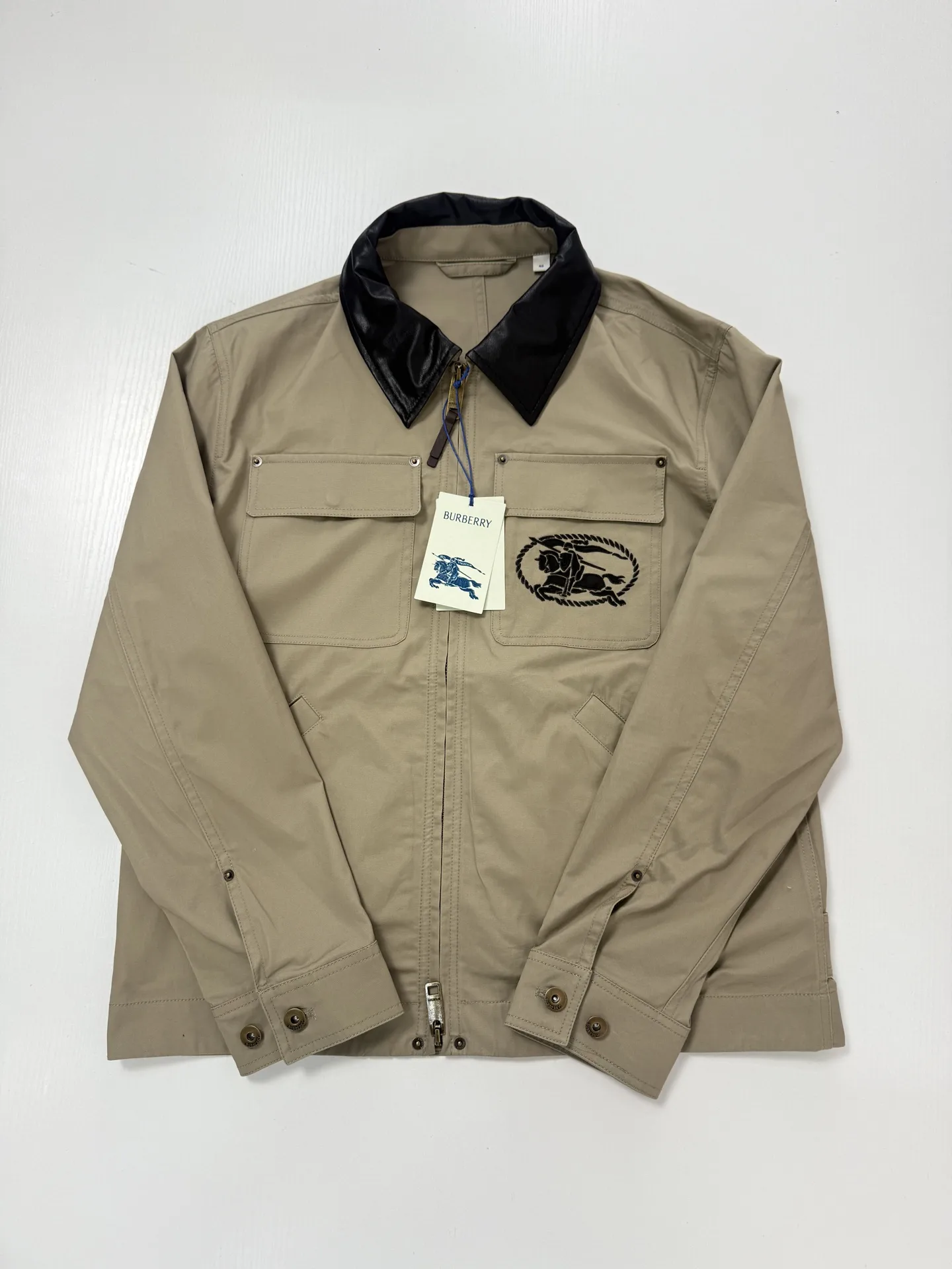 Leather-Collar Embroidered Knight Work Jacket D38021250 — view 3