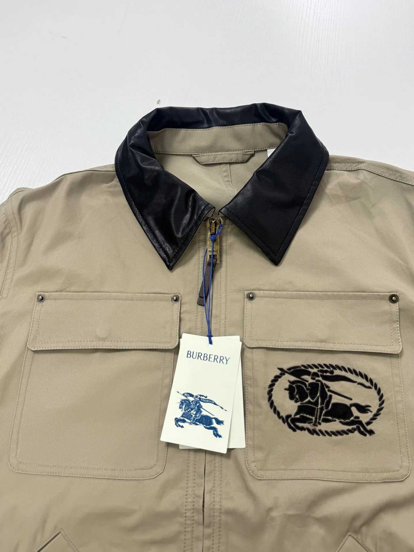 Leather-Collar Embroidered Knight Work Jacket D38021250 — view 4