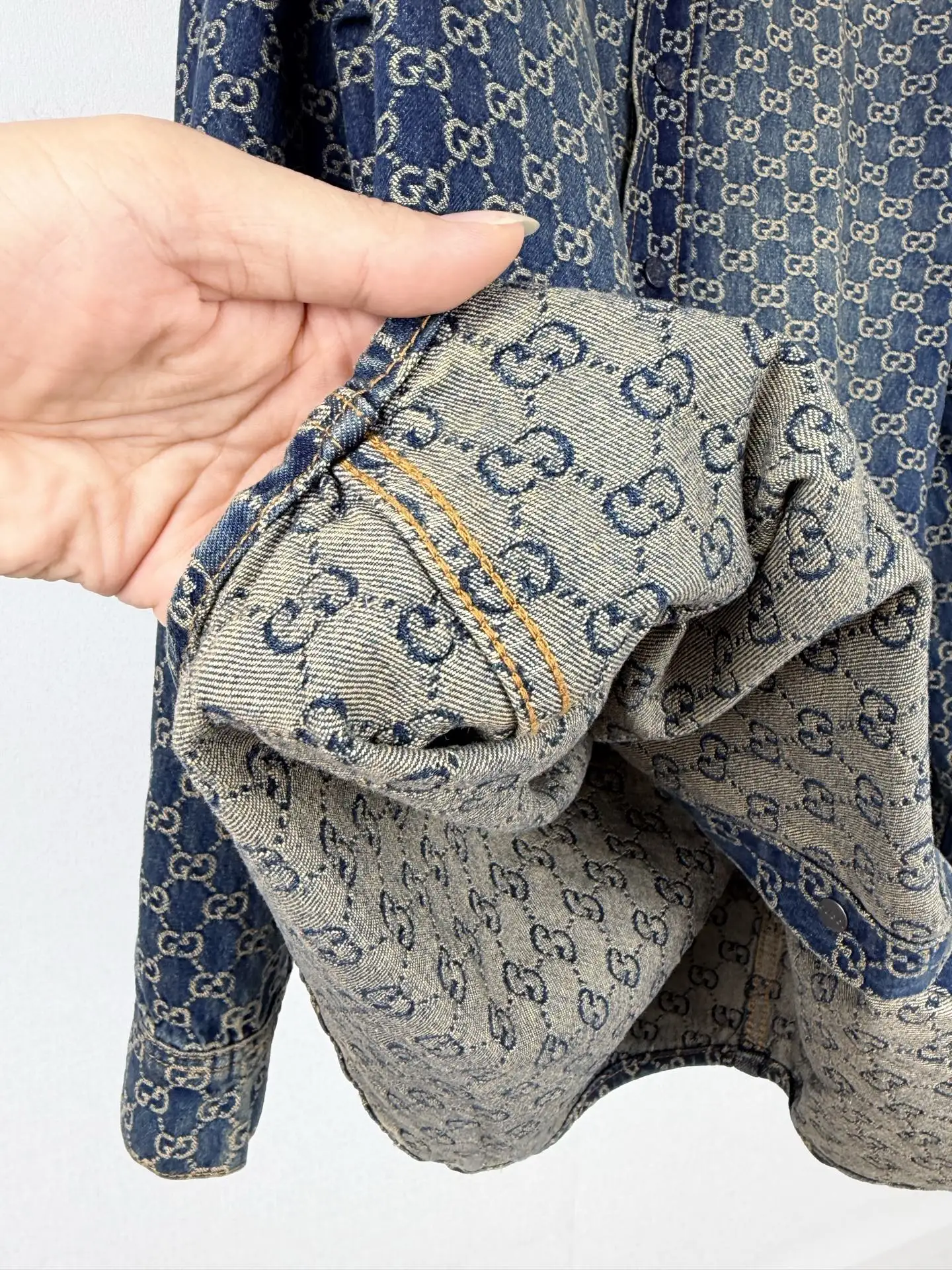 GG Monogram Jacquard Denim Shirt D38021391 — view 9