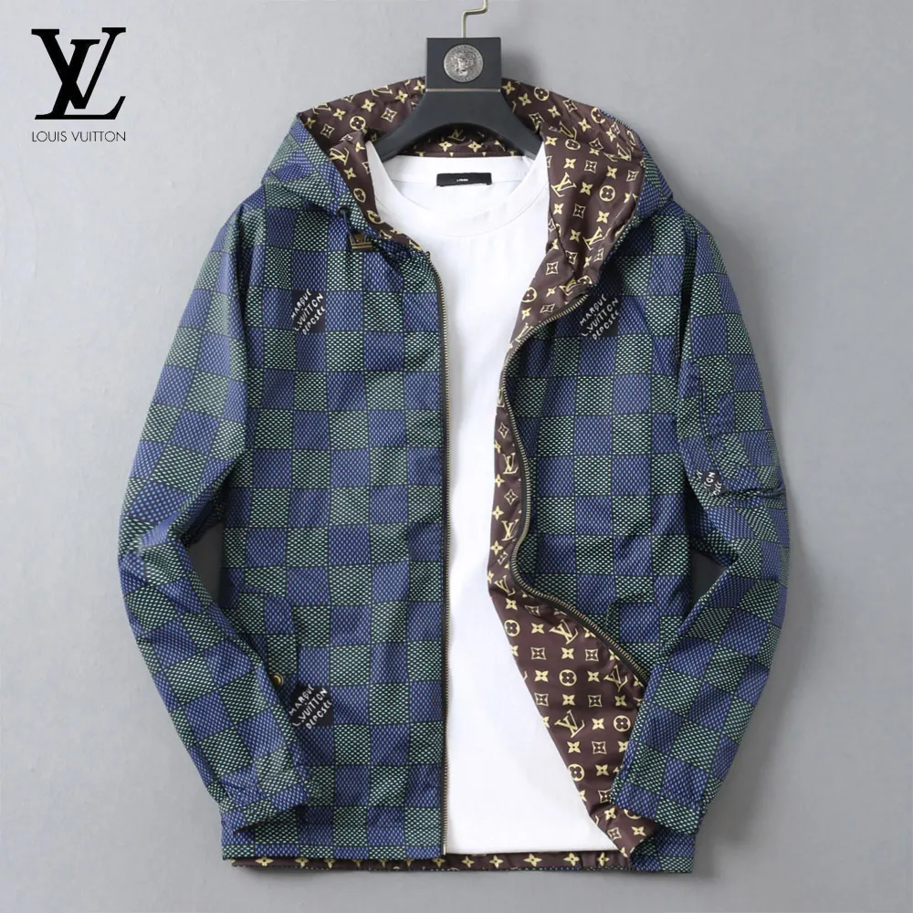 Damier Print Hooded Windbreaker Jacket D38024643