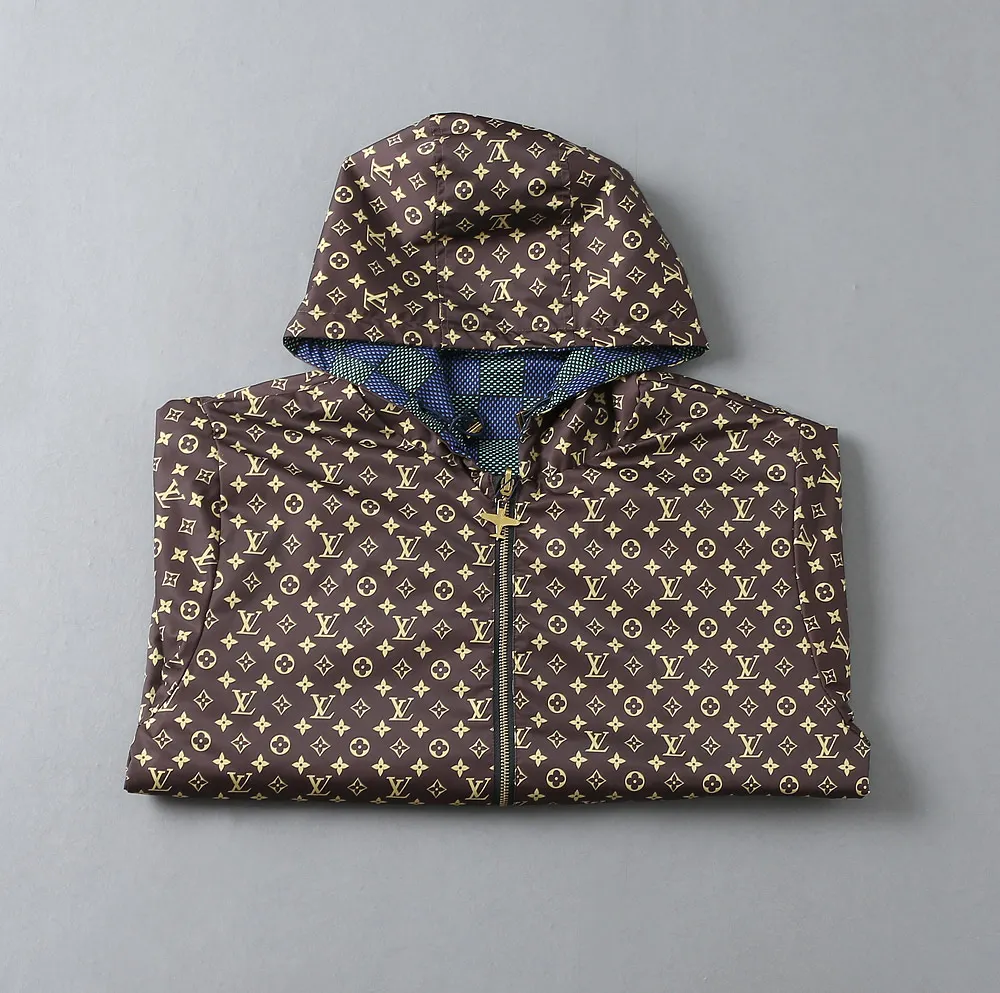 Damier Print Hooded Windbreaker Jacket D38024643 — view 17