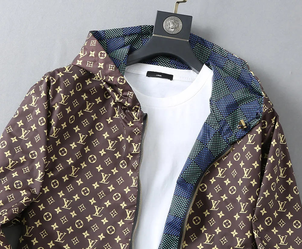 Damier Print Hooded Windbreaker Jacket D38024643 — view 18