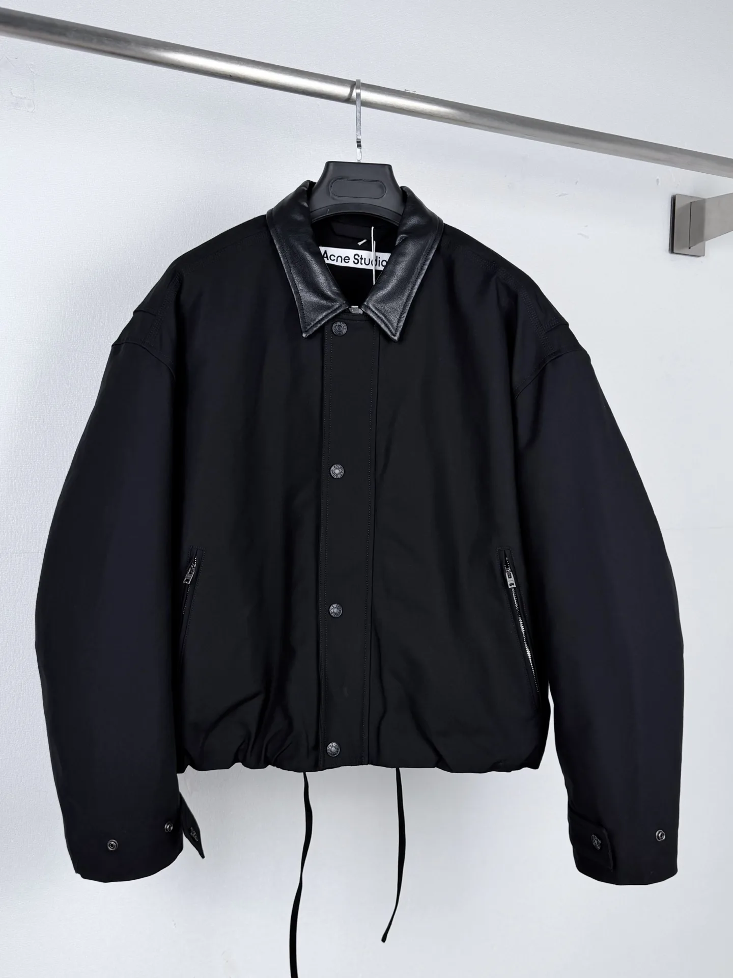 Leather-Trimmed Padded Woven Jacket D38521306