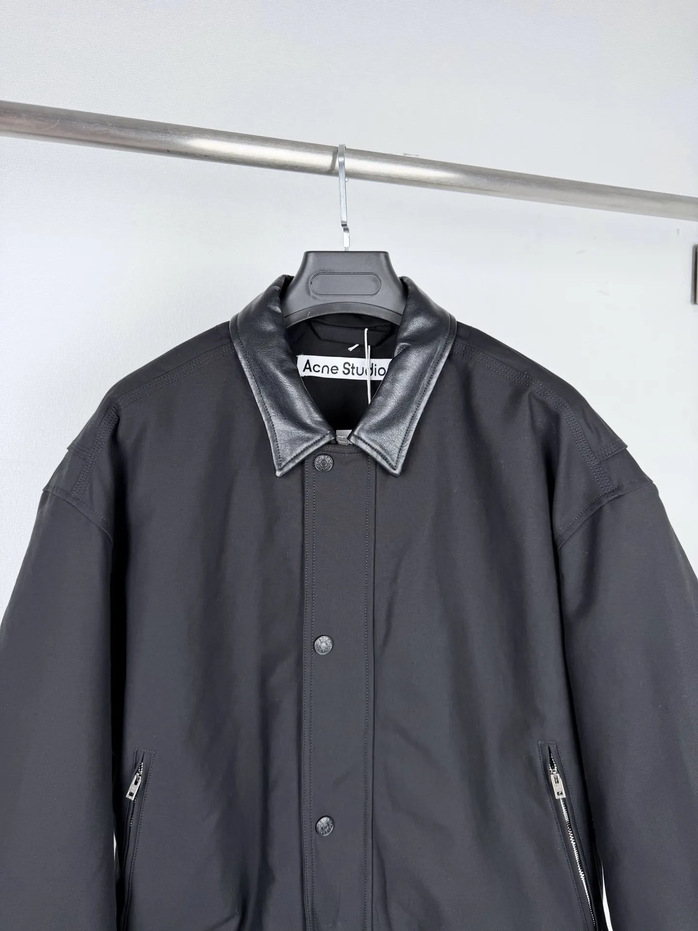 Leather-Trimmed Padded Woven Jacket D38521306 — view 2