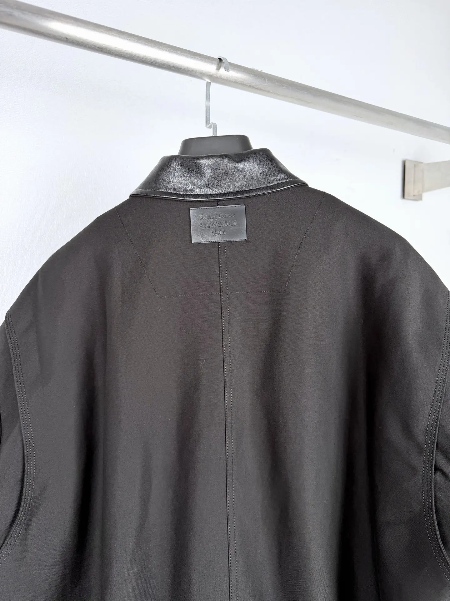 Leather-Trimmed Padded Woven Jacket D38521306 — view 4