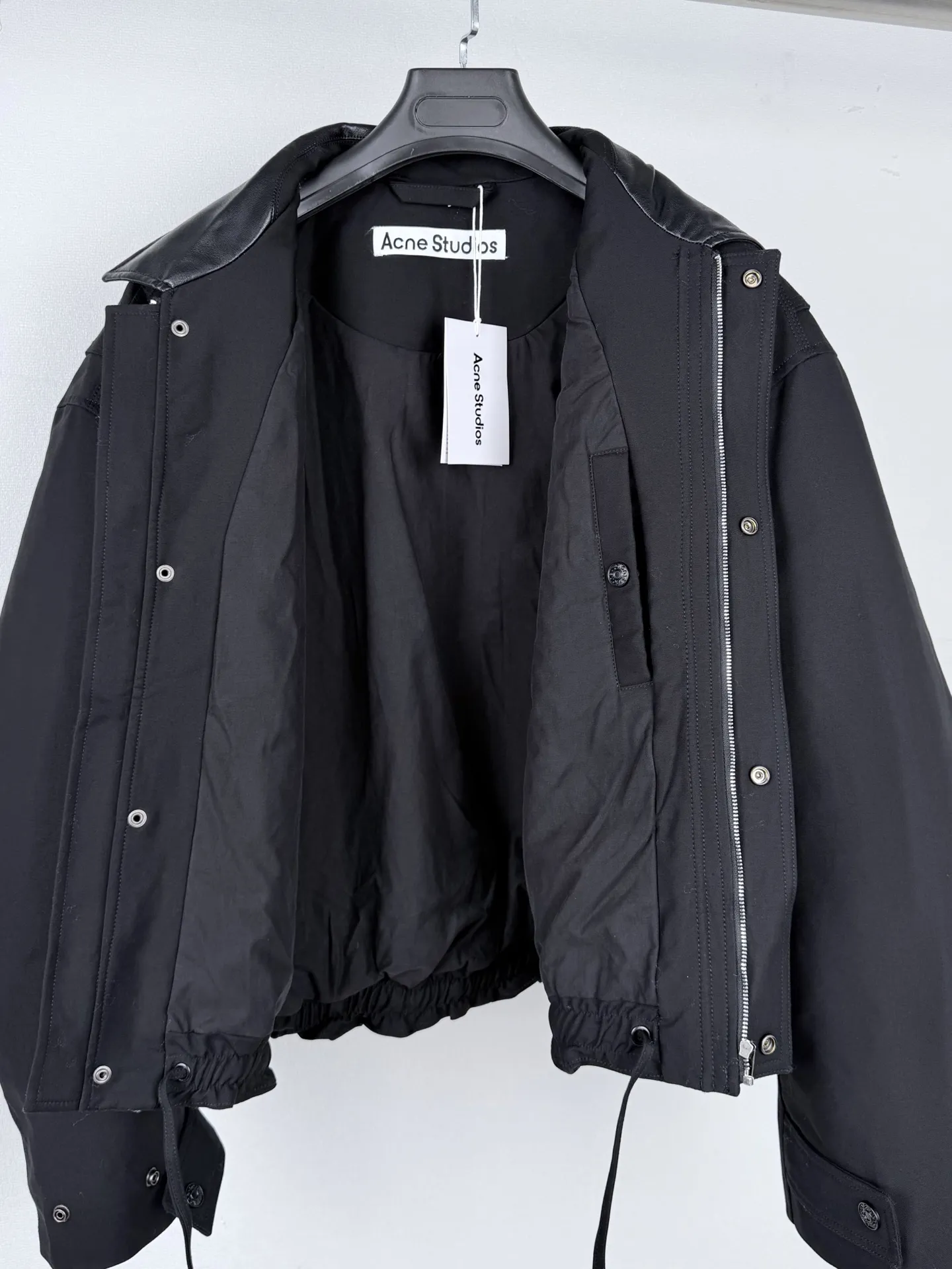 Leather-Trimmed Padded Woven Jacket D38521306 — view 14