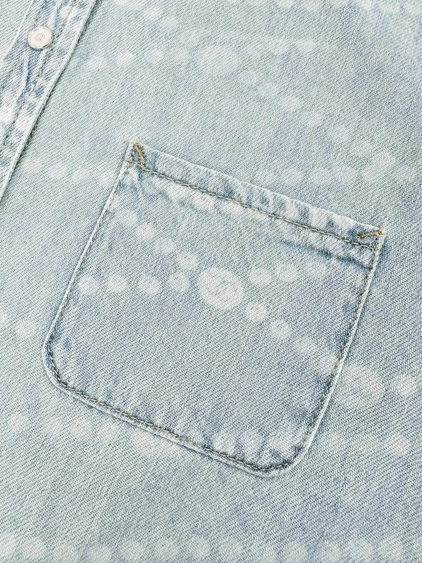 Laser-Etched Pearl Motif Denim Shirt D38524776 — view 4