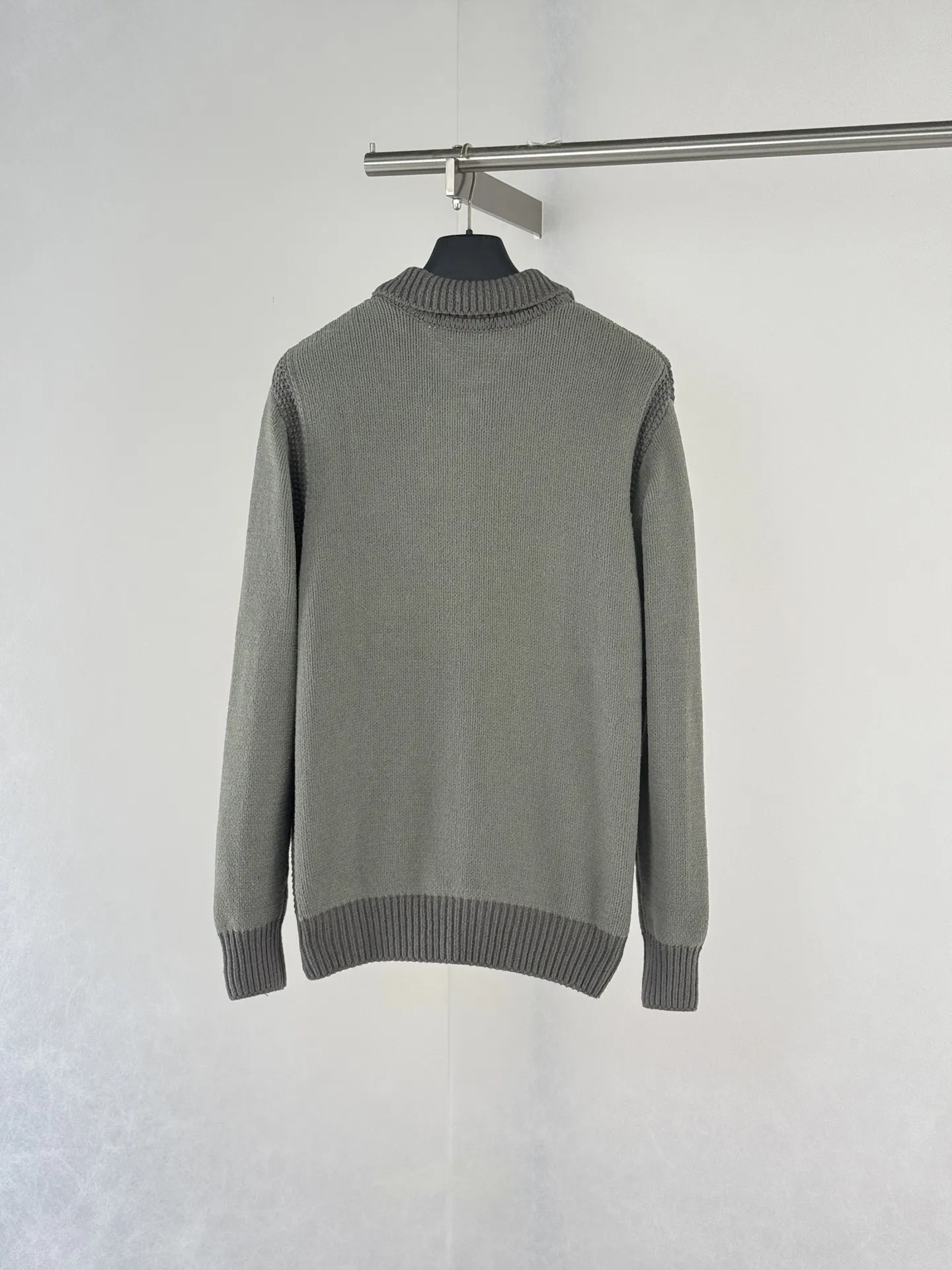 Zip-Up Knit Cardigan with Leather Logo Patch D38521238 — view 2