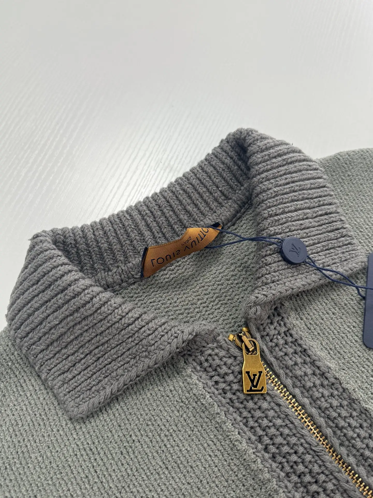 Zip-Up Knit Cardigan with Leather Logo Patch D38521238 — view 5