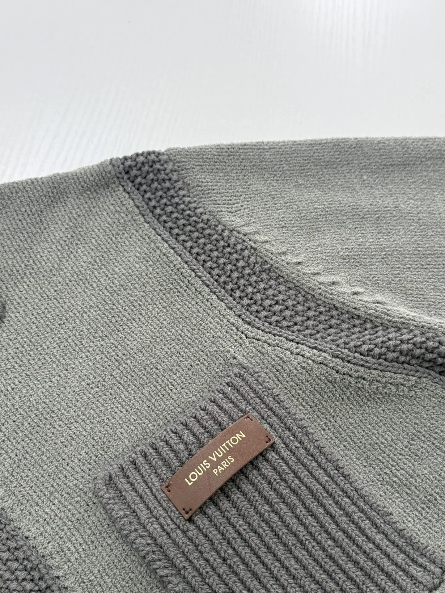 Zip-Up Knit Cardigan with Leather Logo Patch D38521238 — view 6