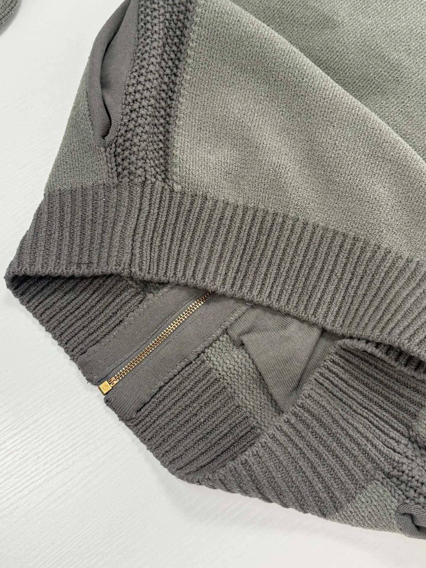 Zip-Up Knit Cardigan with Leather Logo Patch D38521238 — view 8