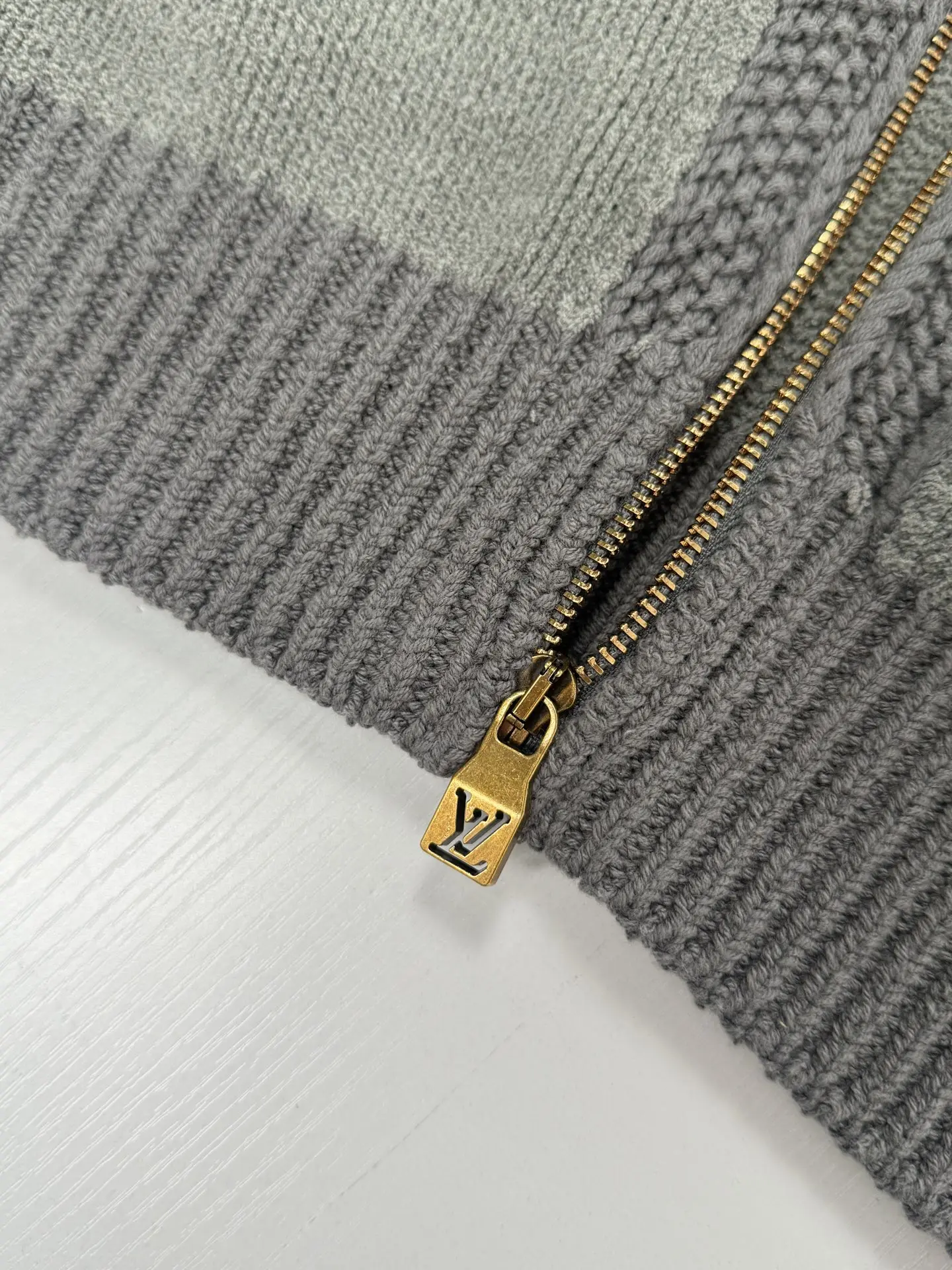 Zip-Up Knit Cardigan with Leather Logo Patch D38521238 — view 12