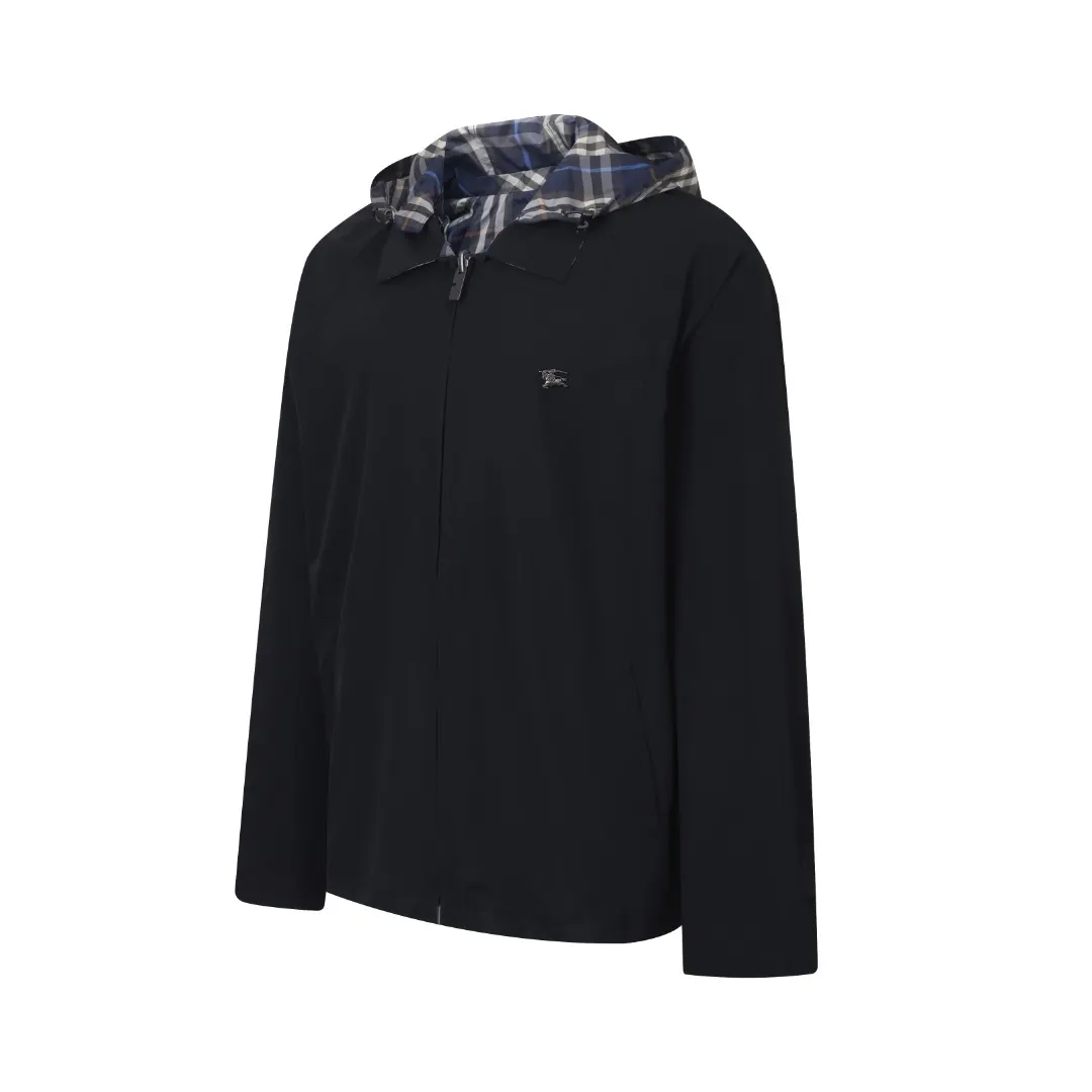 Reversible Check-Lined Hooded Jacket D40024767 — view 2