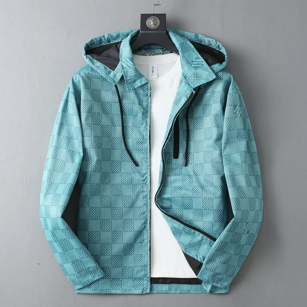Damier Pattern Hooded Windbreaker Jacket D40024646