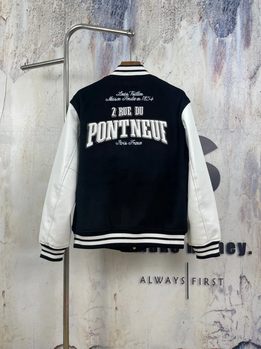 Wool and Grained Leather Varsity Jacket D41024595 — view 2
