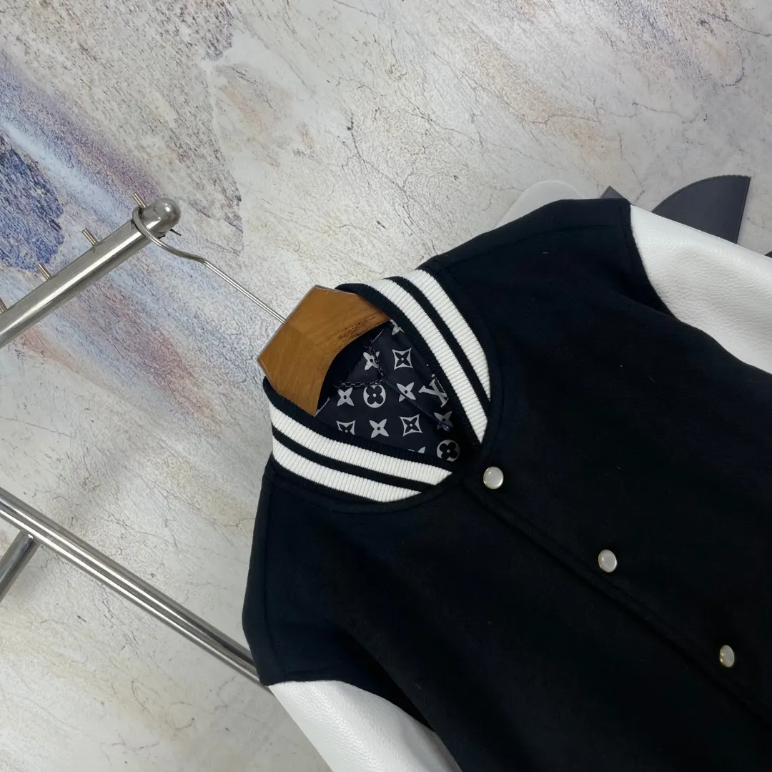 Wool and Grained Leather Varsity Jacket D41024595 — view 3