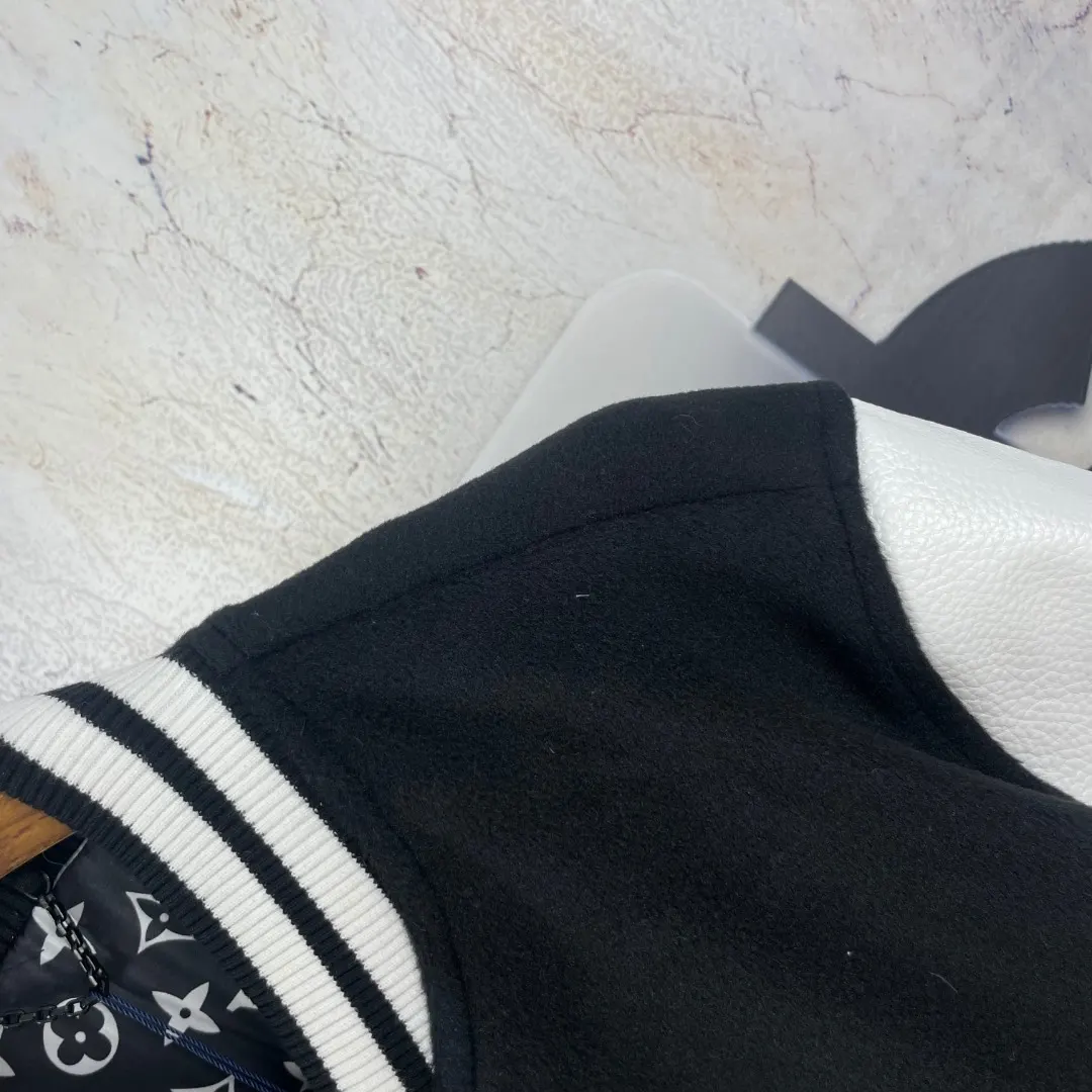 Wool and Grained Leather Varsity Jacket D41024595 — view 5
