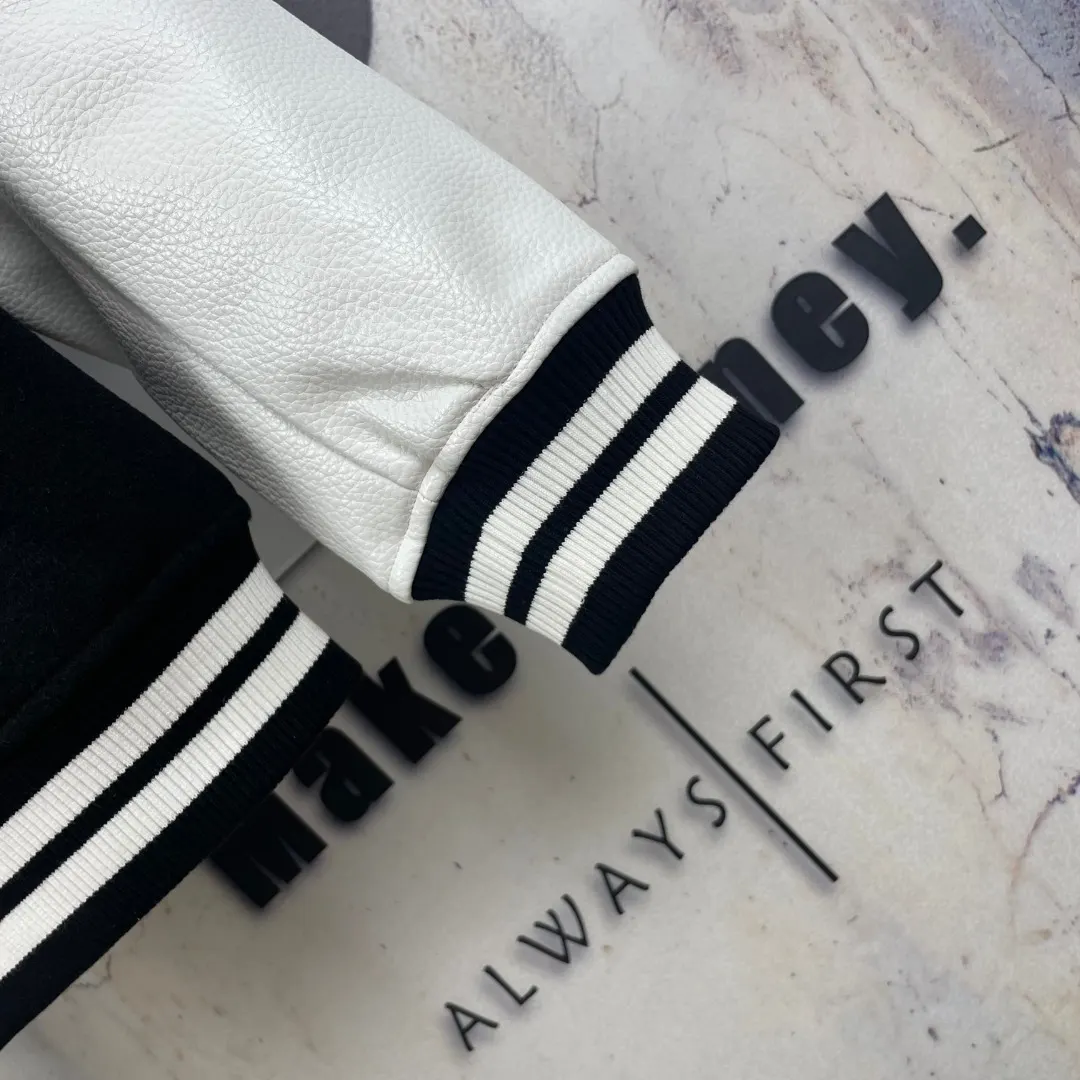 Wool and Grained Leather Varsity Jacket D41024595 — view 9