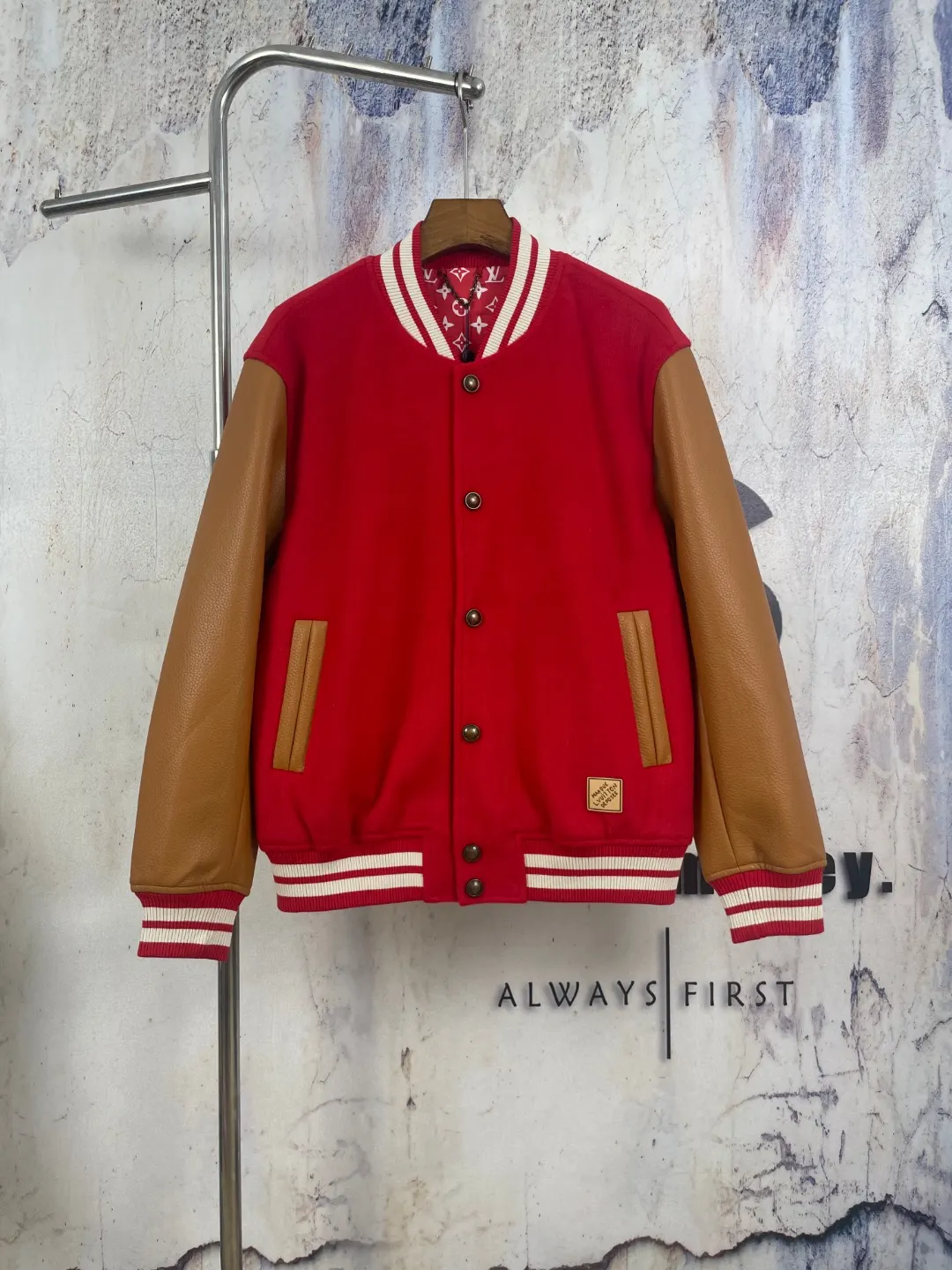 Louis Vuitton x Nigo Wool and Leather Varsity Jacket D41024596