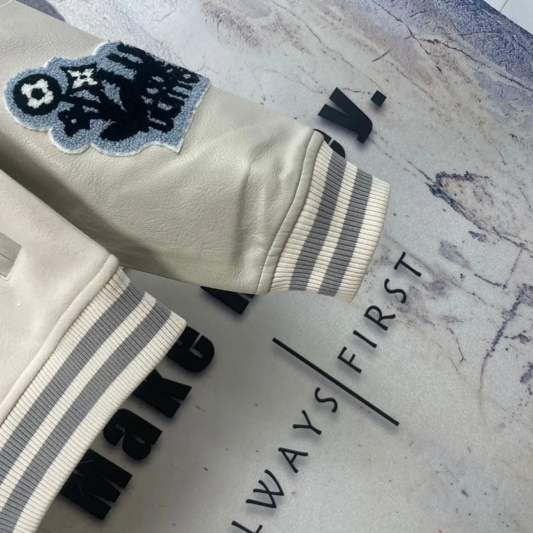 Cartoon Patchwork Wool-Blend Varsity Jacket D42024758 — view 5