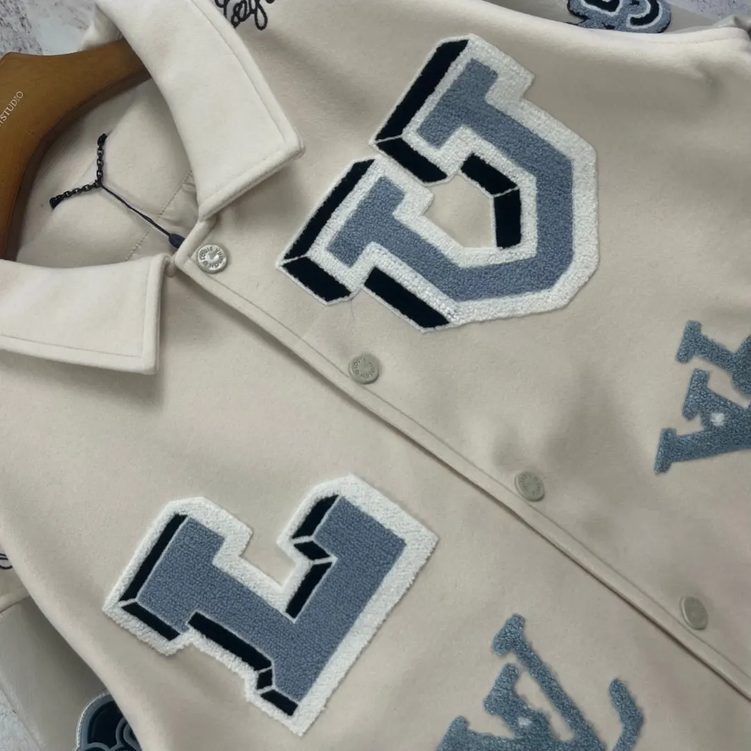 Cartoon Patchwork Wool-Blend Varsity Jacket D42024758 — view 6