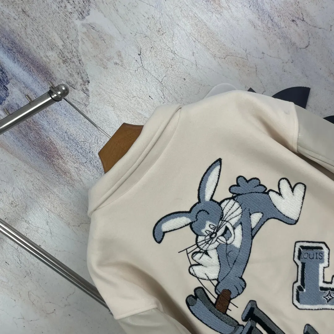 Cartoon Patchwork Wool-Blend Varsity Jacket D42024758 — view 9