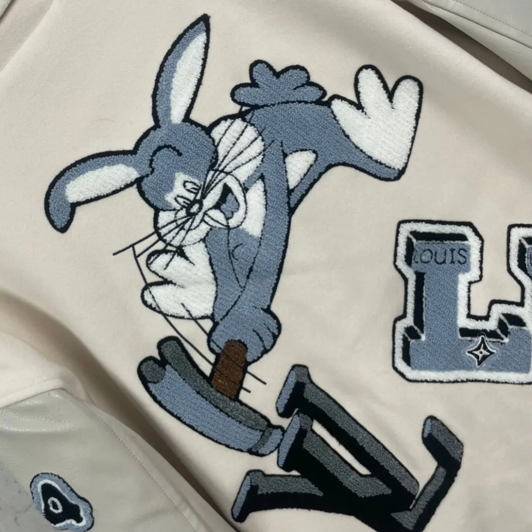 Cartoon Patchwork Wool-Blend Varsity Jacket D42024758 — view 10