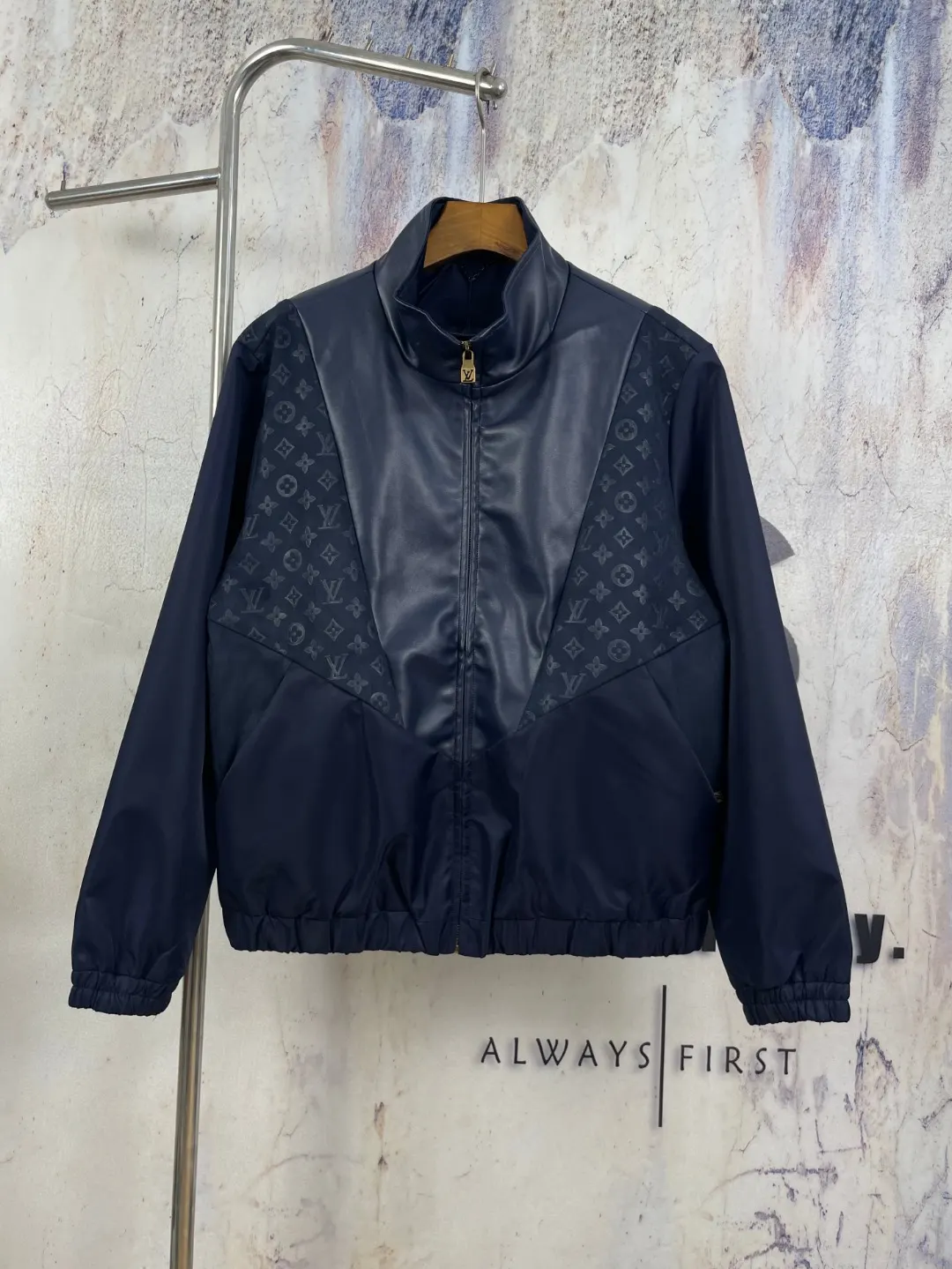 Monogram Mixed-Media Funnel-Neck Jacket D42024594