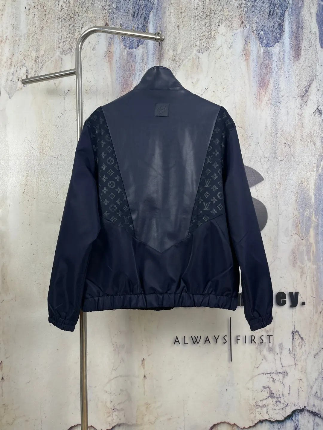 Monogram Mixed-Media Funnel-Neck Jacket D42024594 — view 2