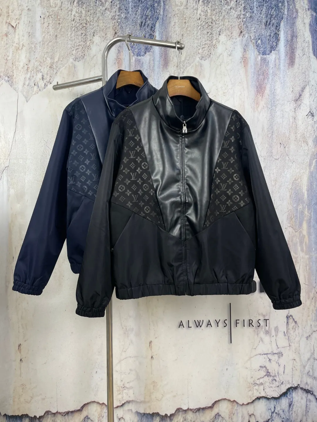 Monogram Mixed-Media Funnel-Neck Jacket D42024593