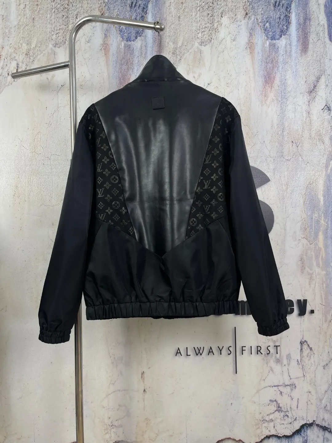 Monogram Mixed-Media Funnel-Neck Jacket D42024593 — view 3