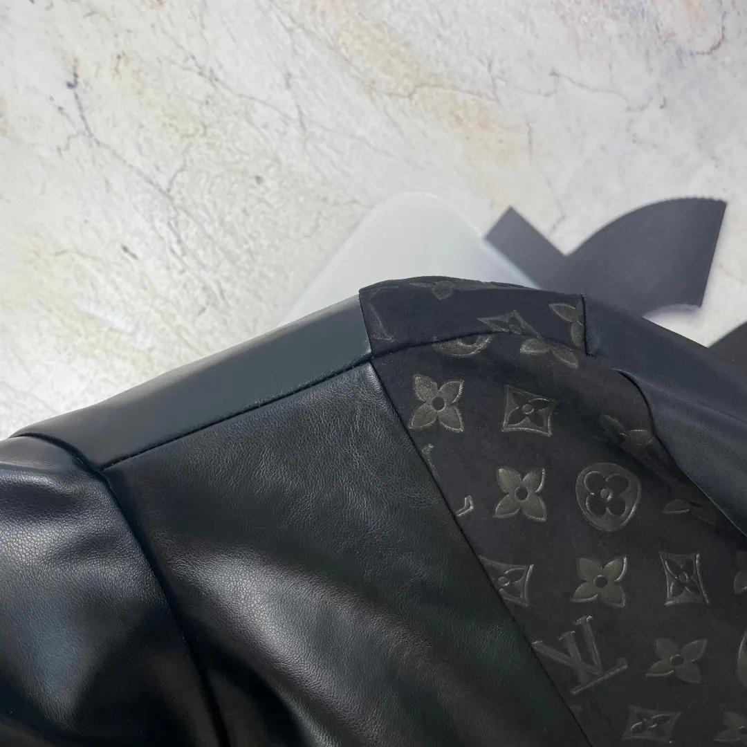 Monogram Mixed-Media Funnel-Neck Jacket D42024593 — view 7