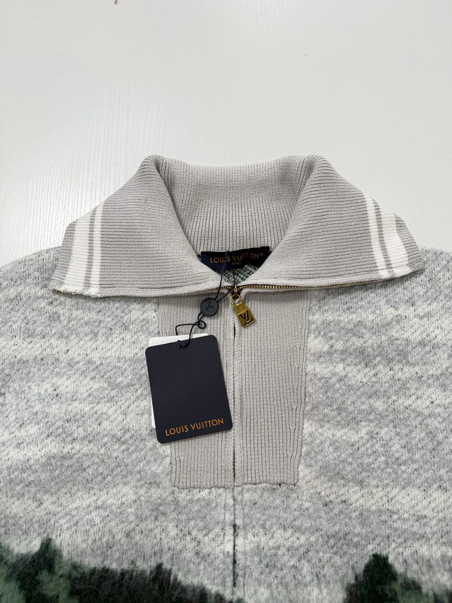 Forest Landscape Jacquard Mohair-Blend Zip-Up Sweater D42021249 — view 4