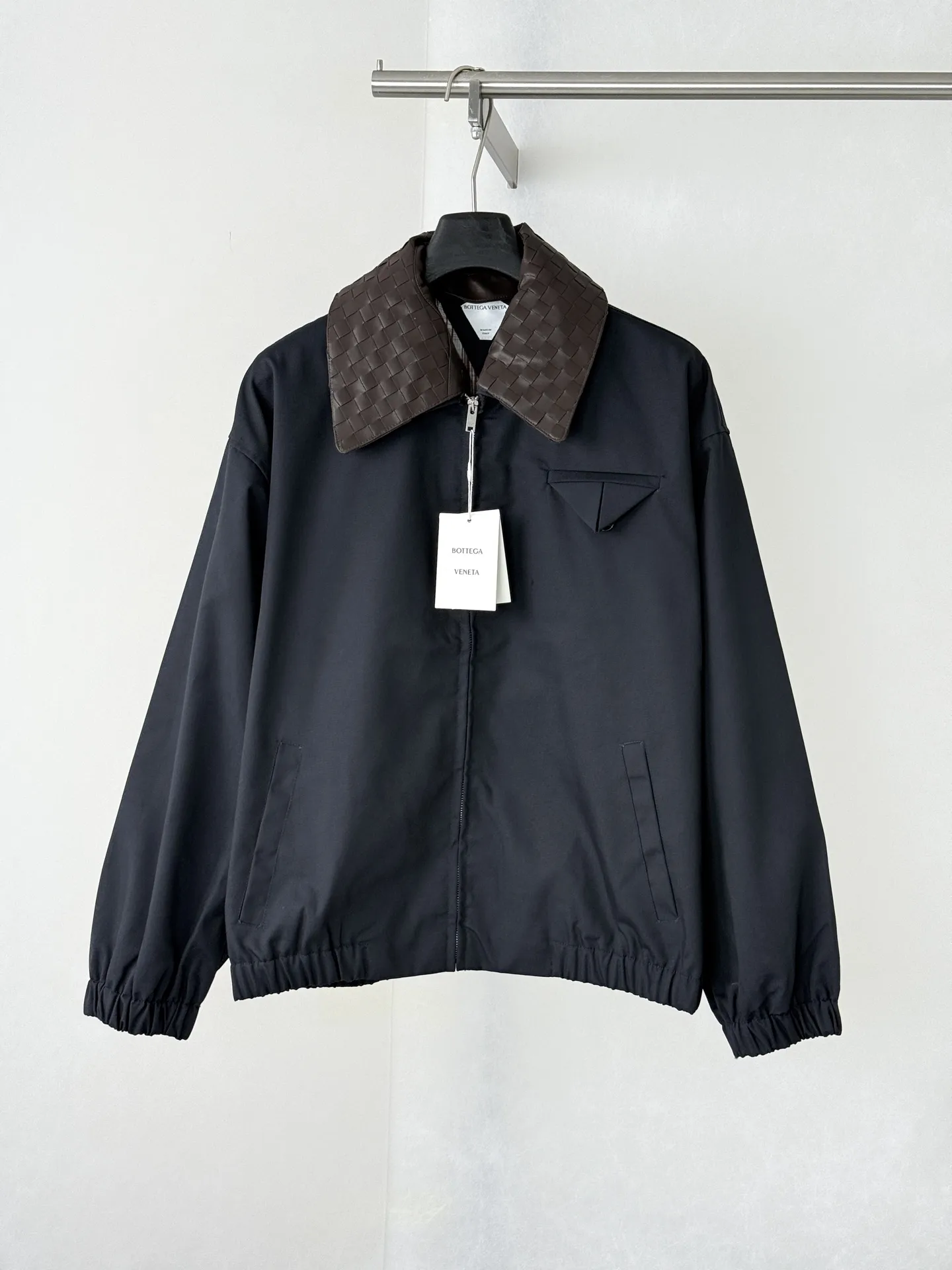 Intrecciato Leather-Collar Workwear Jacket D42023905
