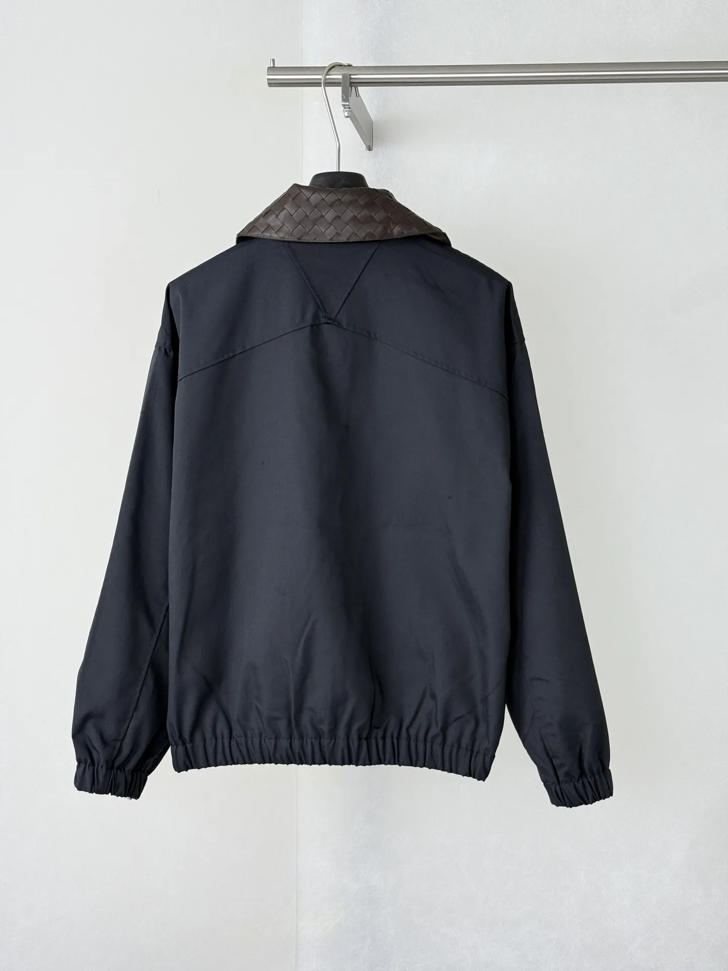 Intrecciato Leather-Collar Workwear Jacket D42023905 — view 2