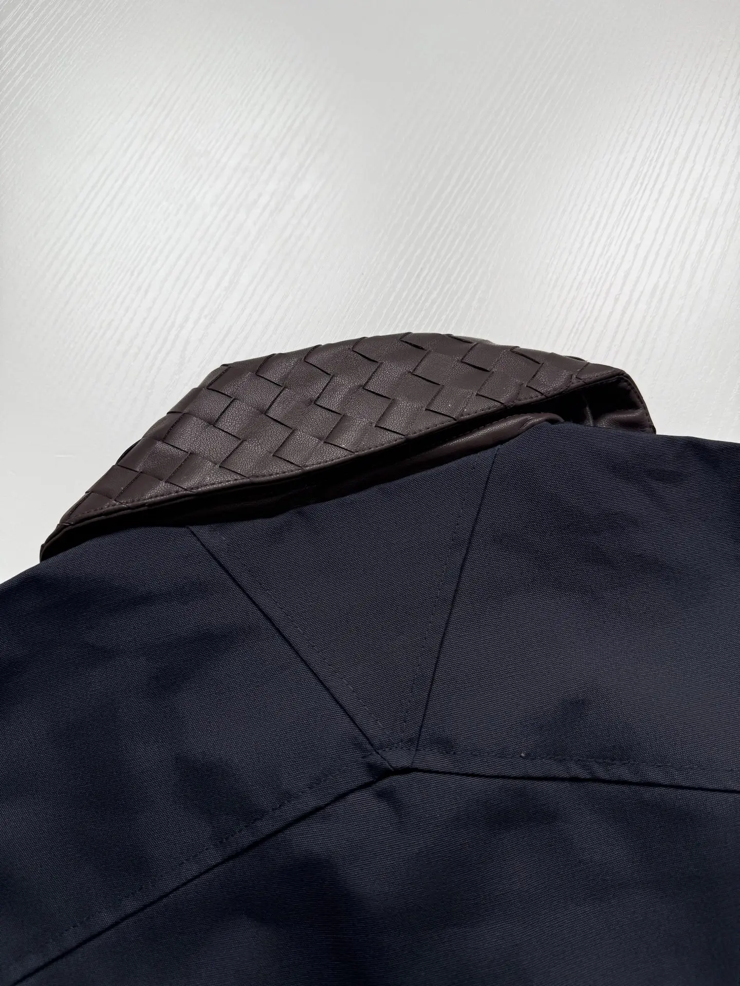 Intrecciato Leather-Collar Workwear Jacket D42023905 — view 12