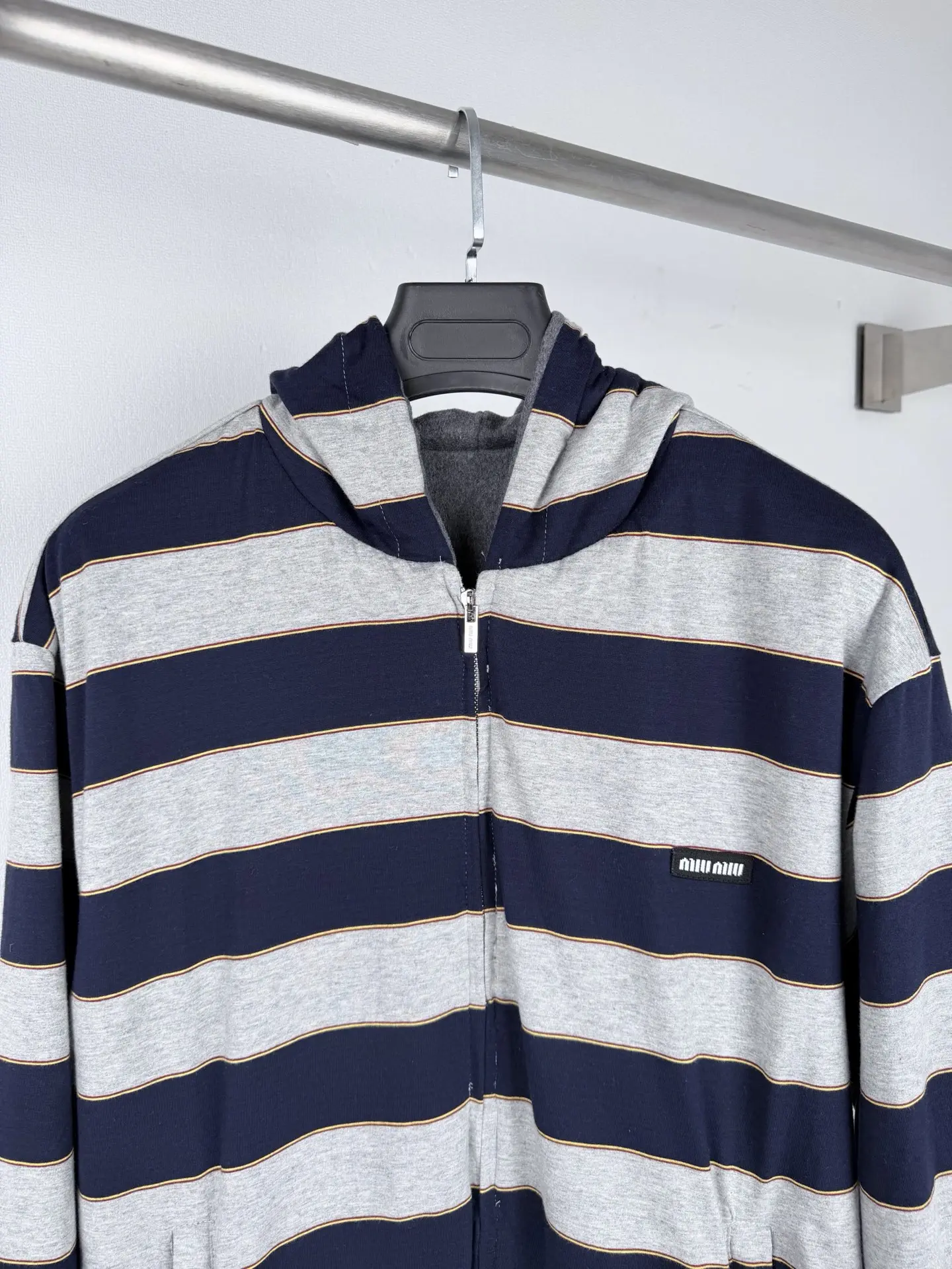 Reversible Striped Fleece-Lined Hooded Jacket D42021303 — view 2