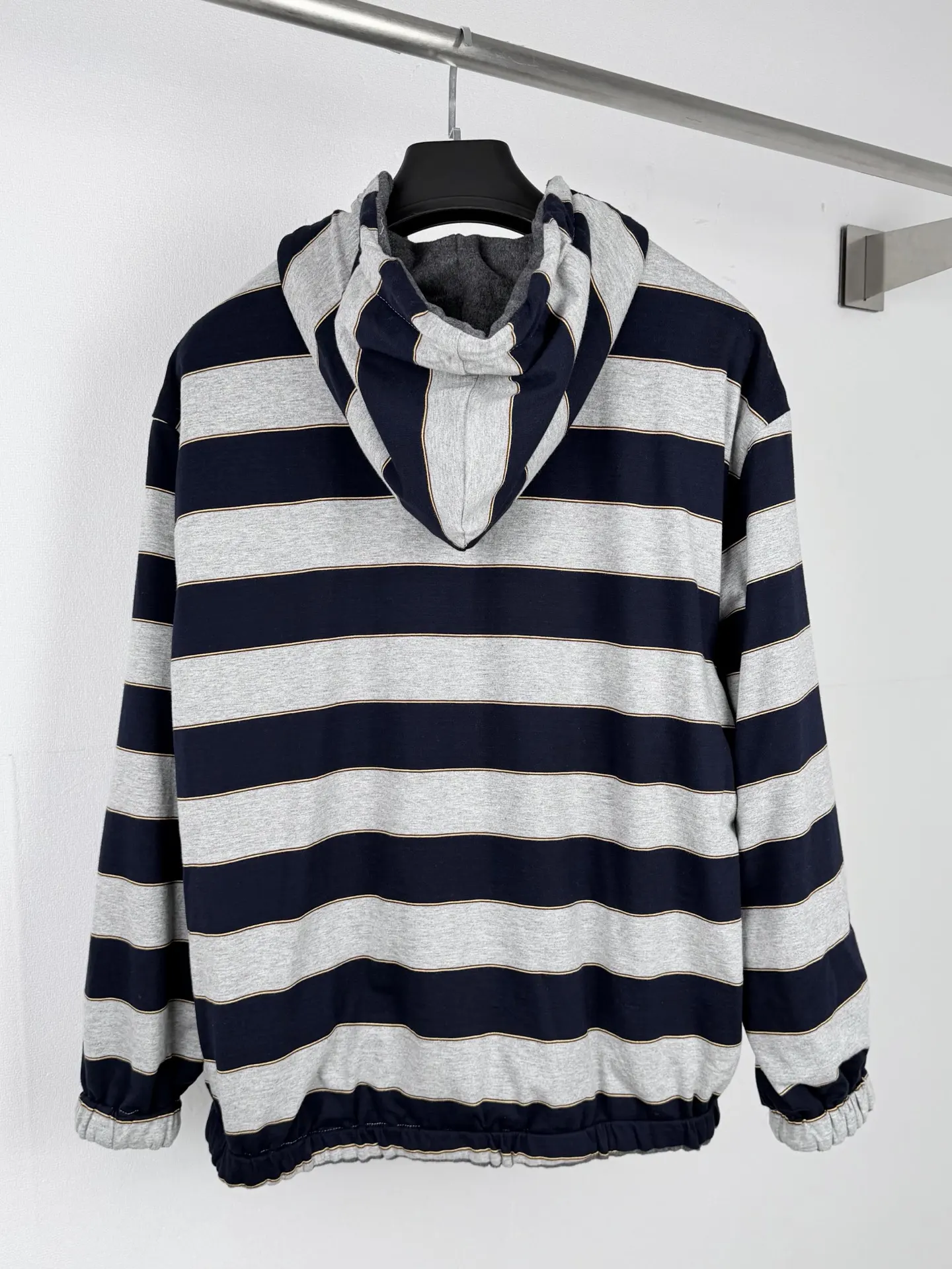 Reversible Striped Fleece-Lined Hooded Jacket D42021303 — view 3