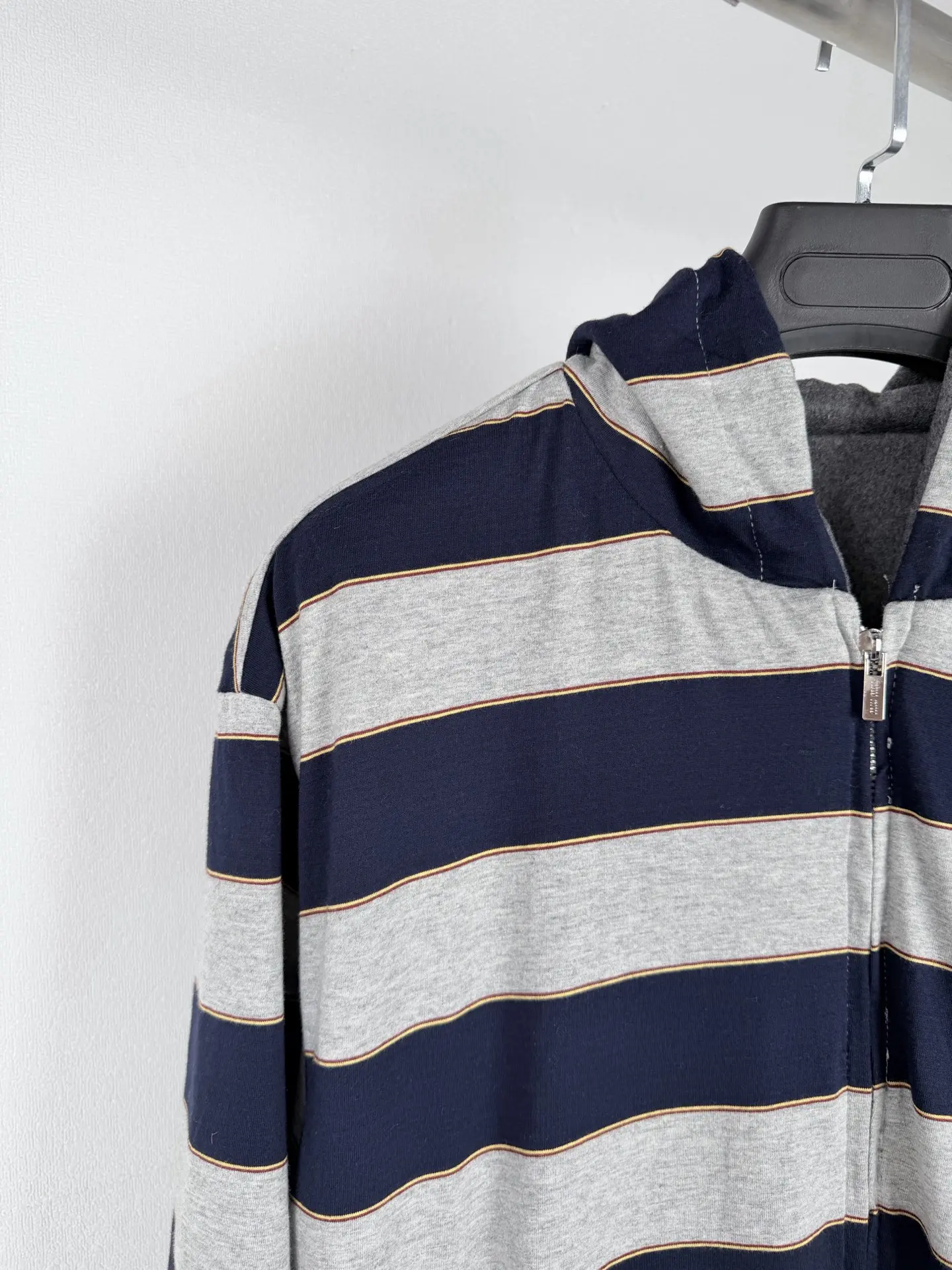 Reversible Striped Fleece-Lined Hooded Jacket D42021303 — view 7