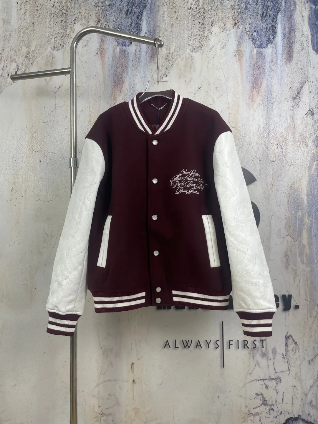 Logo-Embroidered Wool and Leather Varsity Jacket D42524589