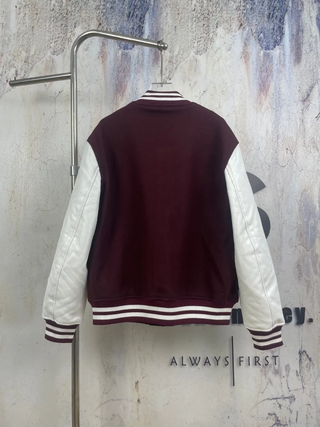 Logo-Embroidered Wool and Leather Varsity Jacket D42524589 — view 2