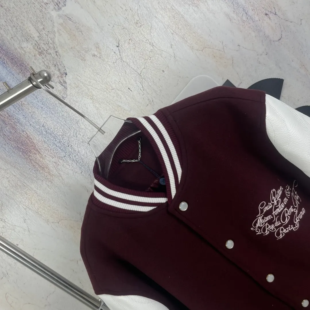 Logo-Embroidered Wool and Leather Varsity Jacket D42524589 — view 3
