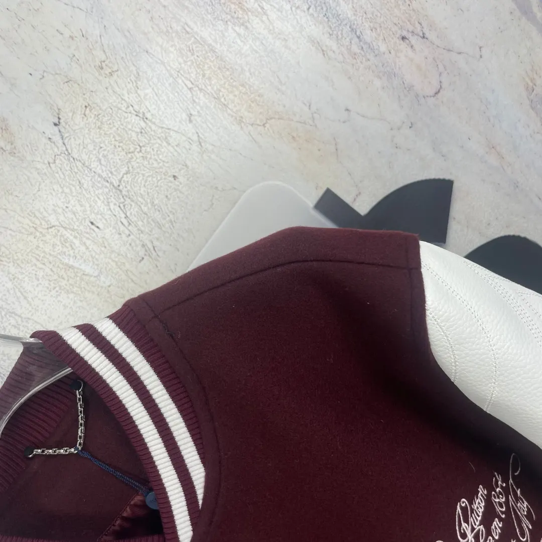 Logo-Embroidered Wool and Leather Varsity Jacket D42524589 — view 4