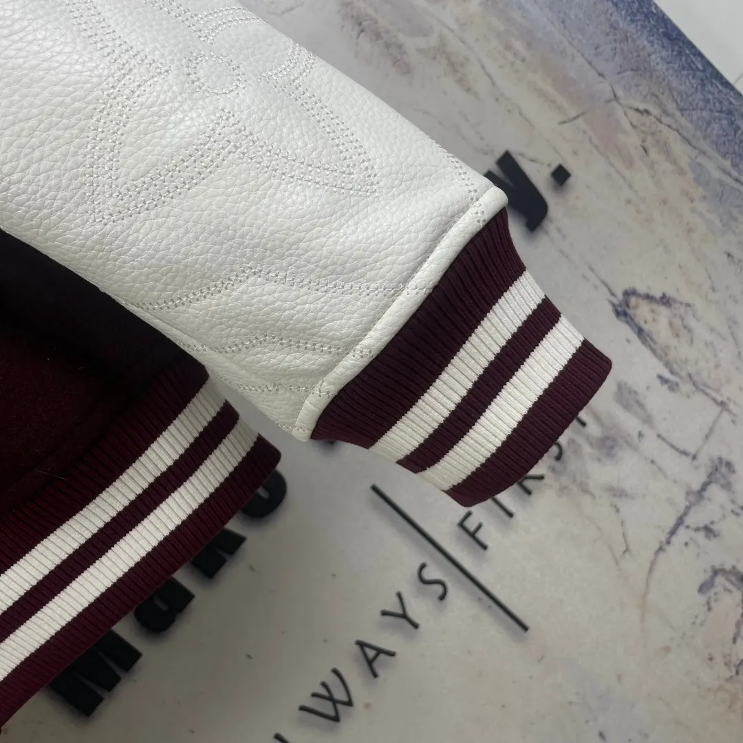 Logo-Embroidered Wool and Leather Varsity Jacket D42524589 — view 6