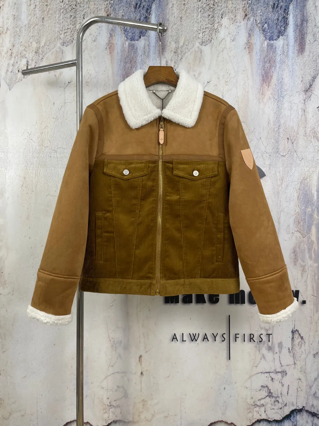 Corduroy and Faux-Suede Shearling-Collar Jacket D43024590