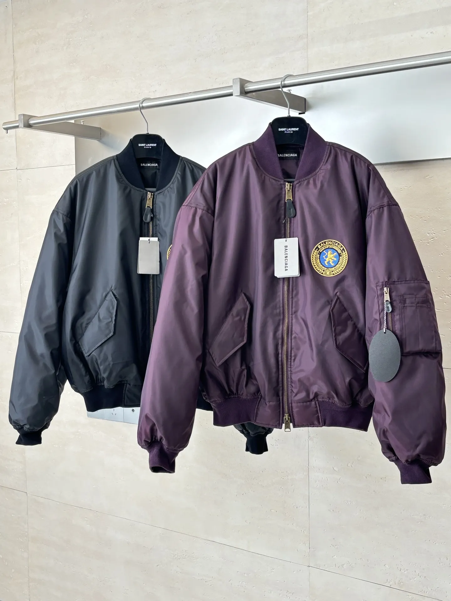 Embroidered Crest Oversized Bomber Jacket D43524727 — view 3